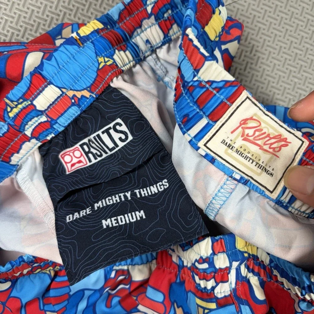 Rsvlts Board Shorts Sz M Red White Blue Ice Cream Unlined Swim Trunks EUC